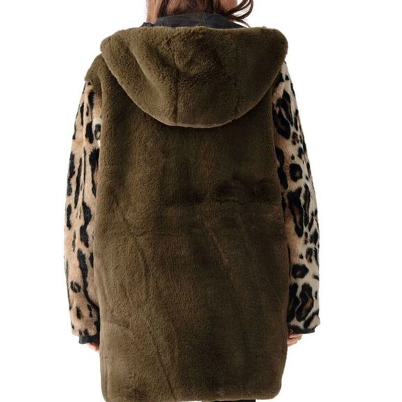 DL1961 Phoebe Camo & Faux-Fur Reversible Jacket Size Large - Picture 3 of 16